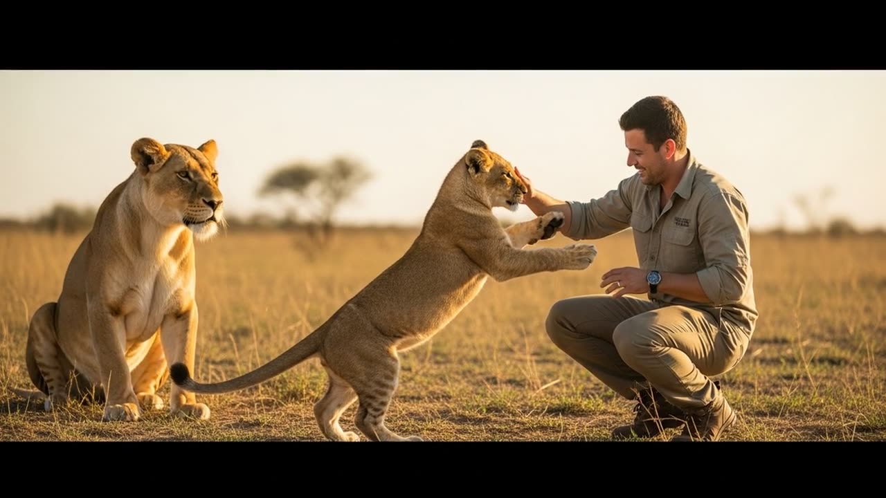 Lioness Trusts Man to Save Her Cub!