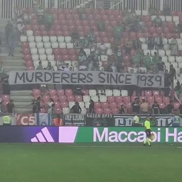Maccabi Haifa fans held a banner saying “MURDERERS SINCE 1939”