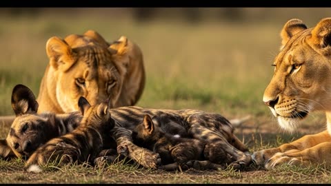 Lions Protect Wild Dog Pups A Tale of Unexpected Mercy