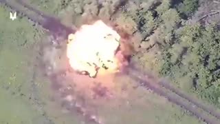 Russian Tank Takes a Direct Hit by Ukrainian Artillery