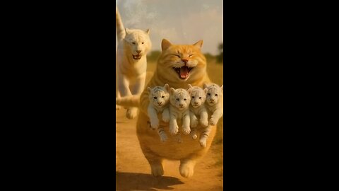 Ai animated orange fat cat funny video