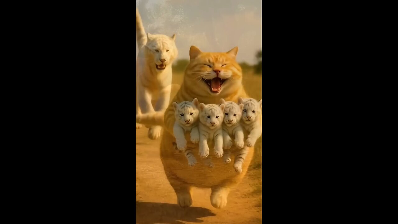 Ai animated orange fat cat funny video