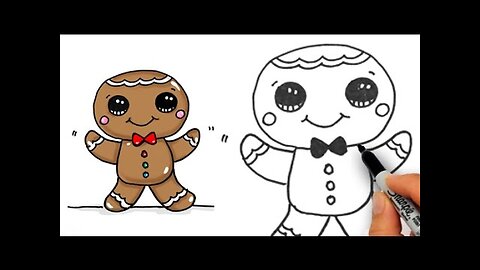How to Draw Cute Gingerbread Man Easy for Beginners