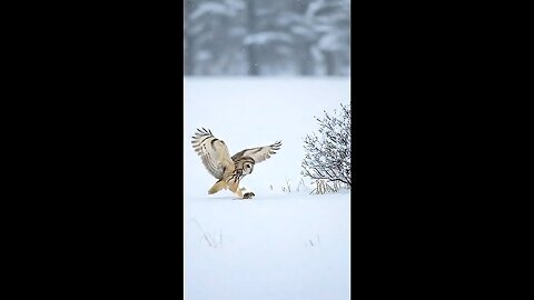 Owl Hunts in the Snow with Silent Precision