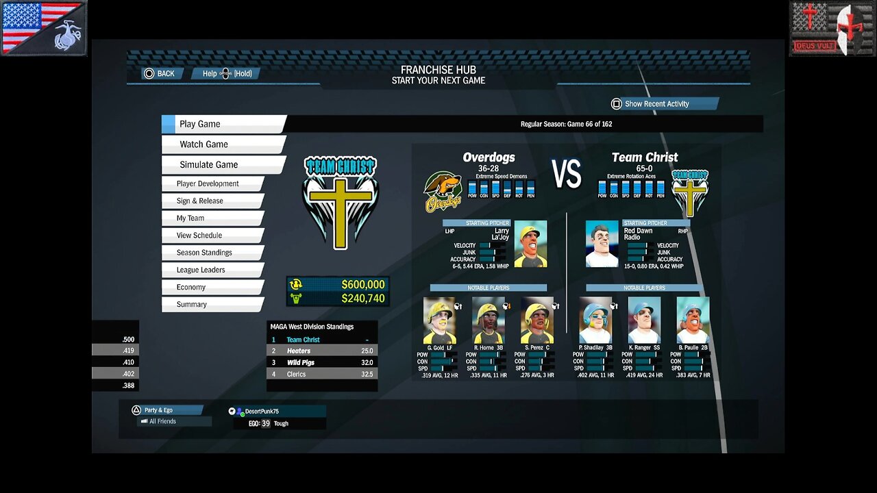 Based Sportsball 2025: Regular Season - Game #66 [Team Christ vs. Overdogs]