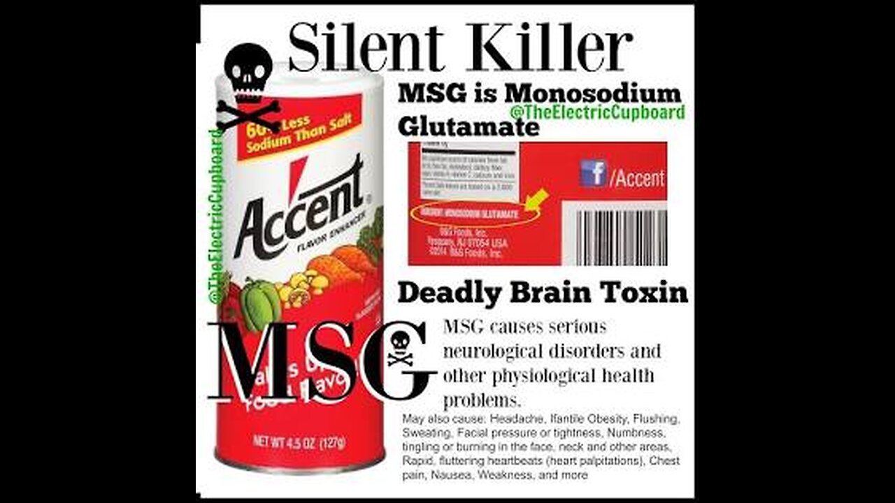 MONOSODIUM GLUTAMATE (MSG) : MSG CAN KILL BRAINCELLS & IS CONNECTED TO ALZHEIMER’S DISEASE, PARKINSON’S DISEASE, NEUROLOGICAL DISORDERS & ADHD. 🕎Ezekiel 4;10-16 “the children of Israel eat their defiled bread among the Gentiles”