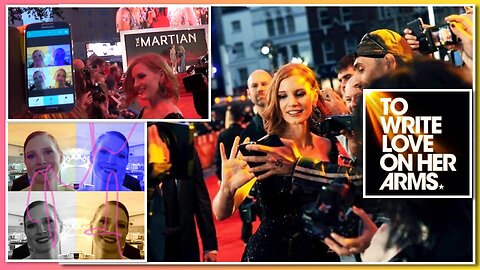 JESSICA CHASTAIN ⭐️ signs photo artwork for charity 🧡 ' To Write Love On Her Arms ' 🧡 (24/9/15)