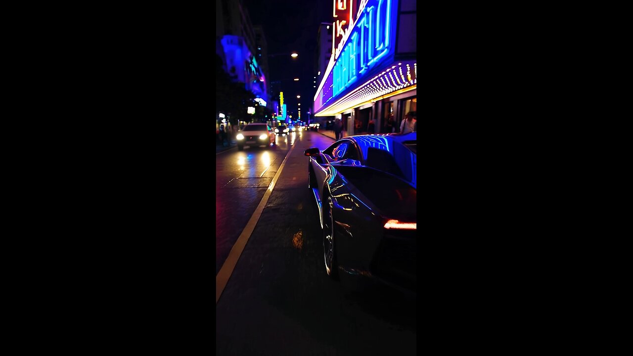 Lamborghini Riding through the city lights