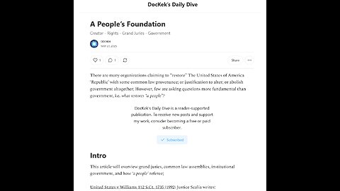 A People’s Foundation: Creator - Rights - Grand Juries - Government - DocKek Substack