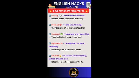 5 common pharsal verbs you must know it #studyhacks123 #english #phrasalverbs #shorts