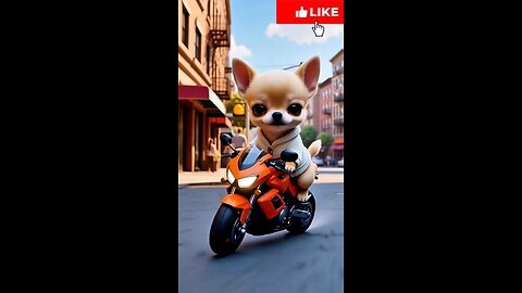 Handsome Dog goes to meet his girlfriend on a bike on Valentine's Day. AI generator funny video