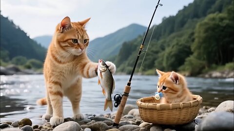 Mama Cat Toils to Raise Kittens – Cooks Big Meals, Knits Warm Clothes & Gives All Her Love!