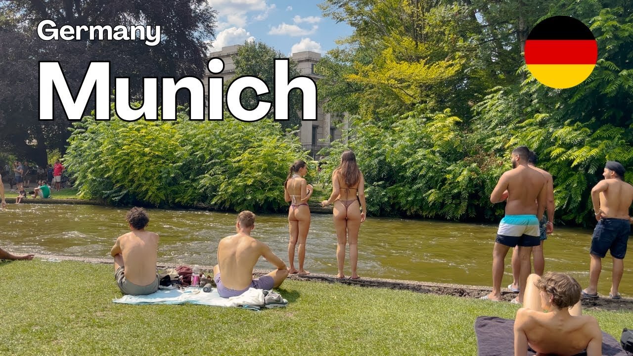 MUNICH English Garden BEACH like 🏖️ Walking Tour | GERMANY | 4K HDR