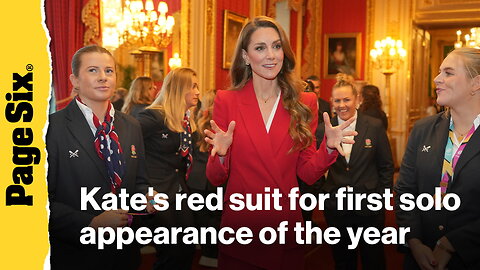 Kate Middleton wears red power suit for her first solo royal appearance of the year
