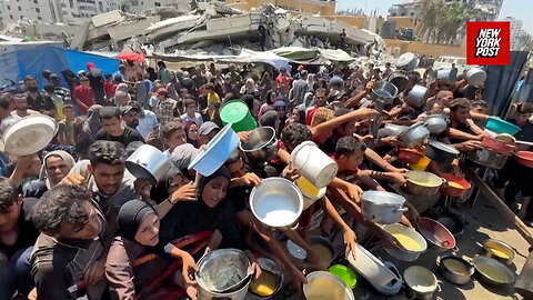 Crowds of people gather at soup kitchens in Gaza as food stocks run low