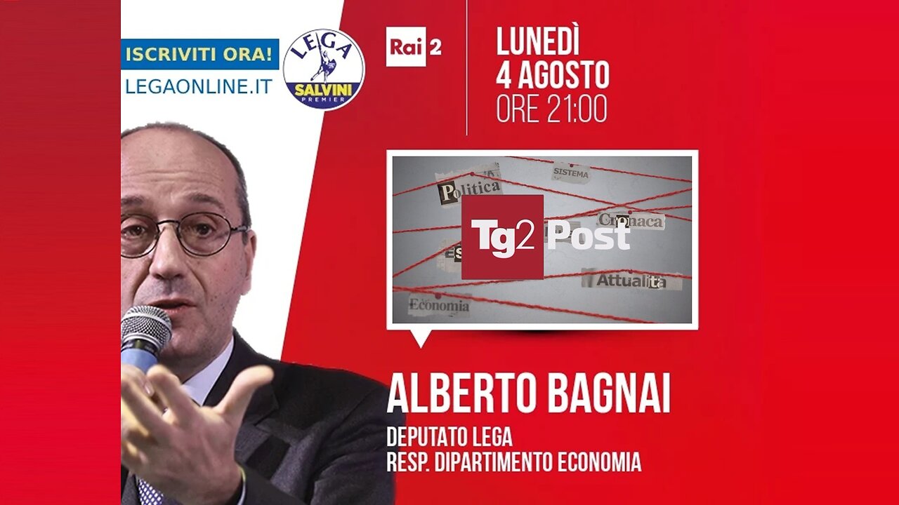 🔴 Interventi dell'On. Alberto Bagnai ospite nella trasmissione "TG2 Post" del 04/08/2025.