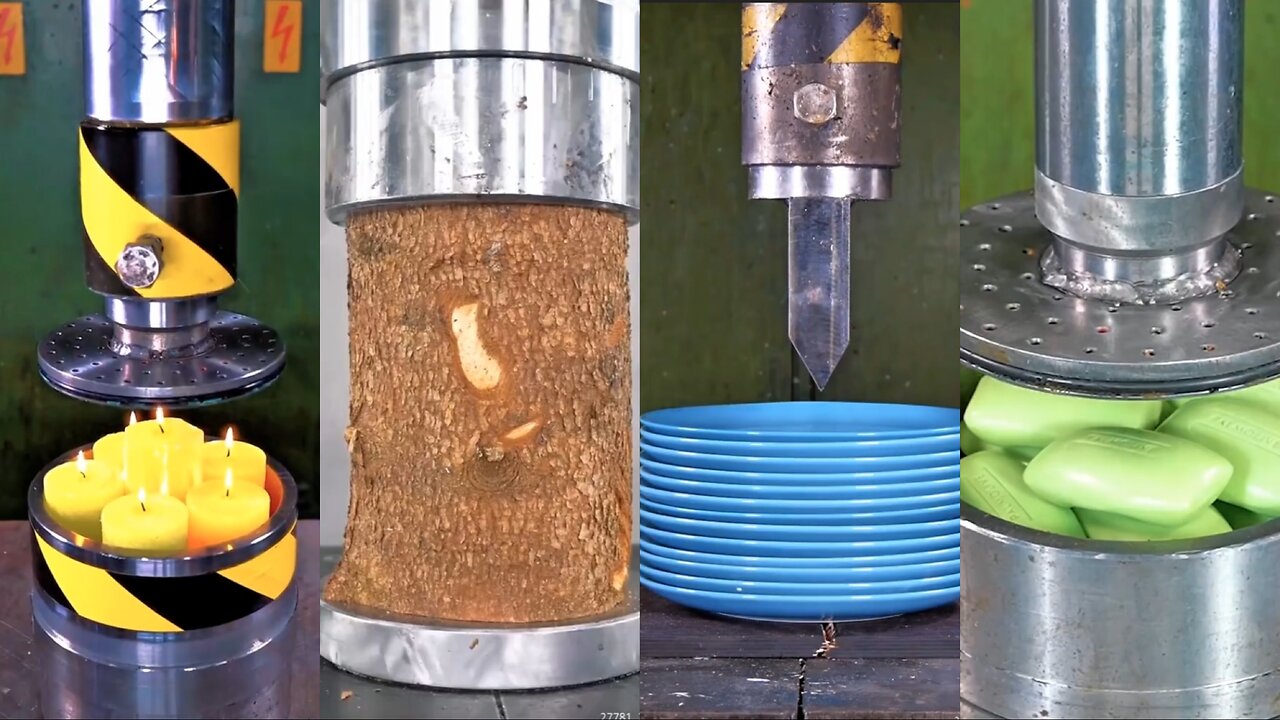 #Hydraulic_piston_vs_Candles_soap_and_plates_ASMR😍🔥