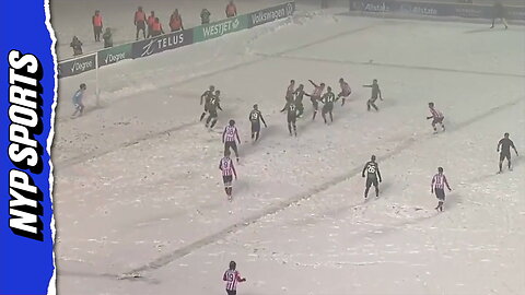 Atletico Ottawa's David Rodriguez scores goal on bicycle kick during intense blizzard