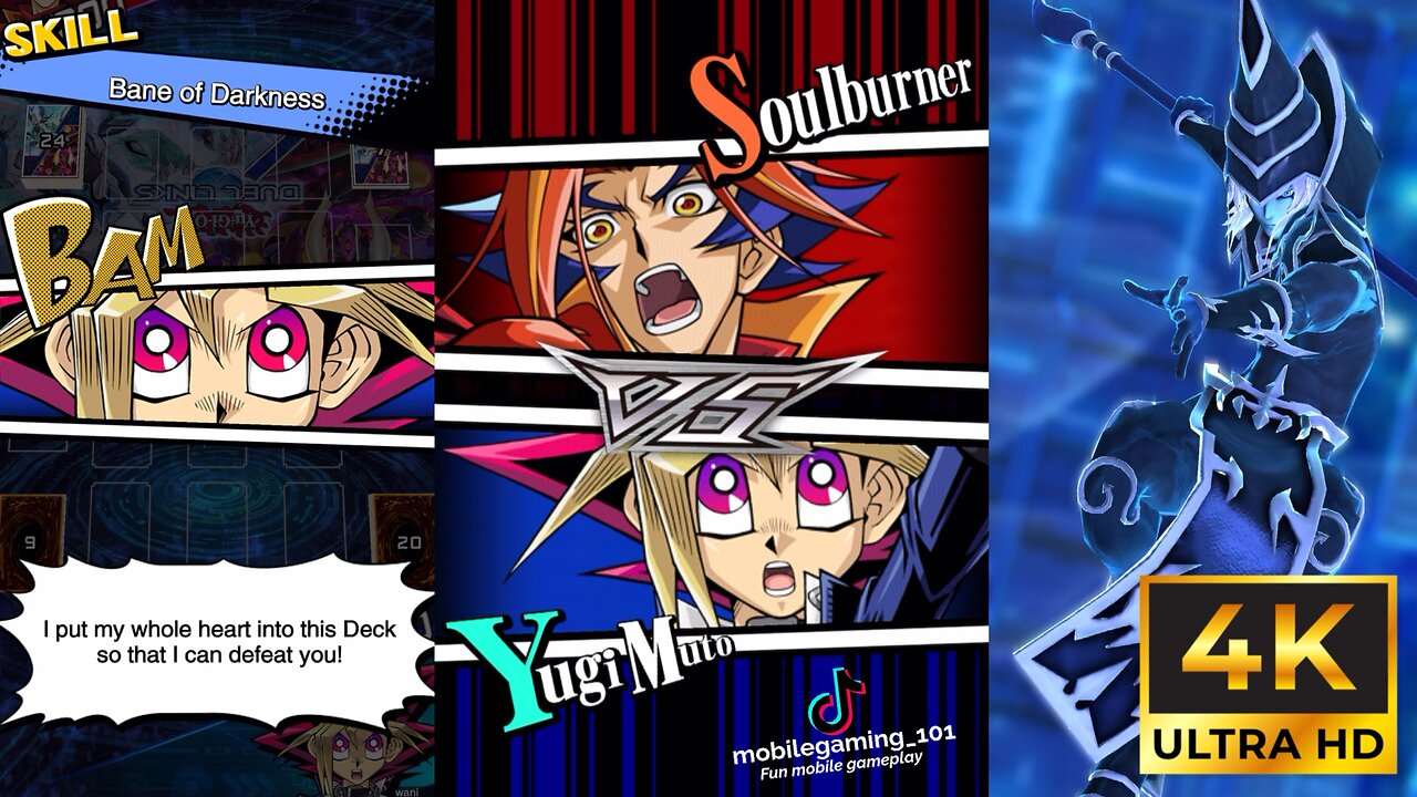 [4K Raw Uncut] Yugi Muto Dark Magician VS Soulburner Ancient Warriors 武藤 遊戯 VS ソウルバーナー遊☆戯☆王 デュエルリンクス