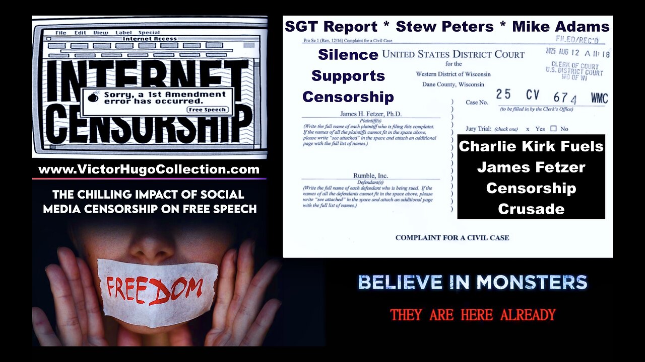 Charlie Kirk Cancel Culture SGT Report Stew Peters Mike Adams Fuel Jim Fetzer Censorship Crusade