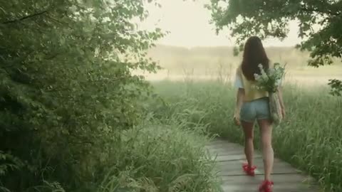 Beautiful Model Girl Nature background HD Free Stock Video Footage