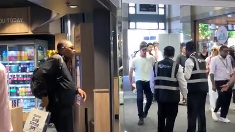 The tide turns against the shoplifter at Greggs on Hammersmith Broadway, London.
