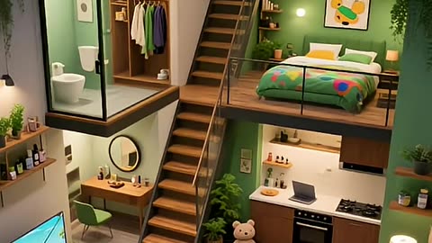 Cozy loft apartment green