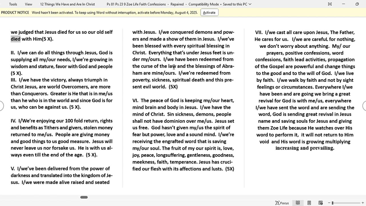 12 THINGS WE HAVE AND ARE IN CHRIST JESUS!!