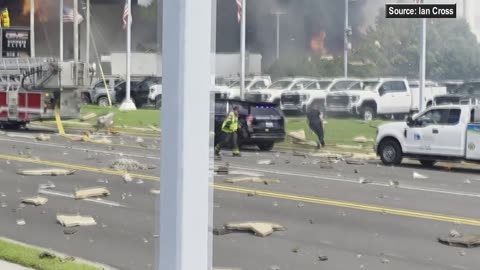 US massive explosion after car hits building 8/21/25