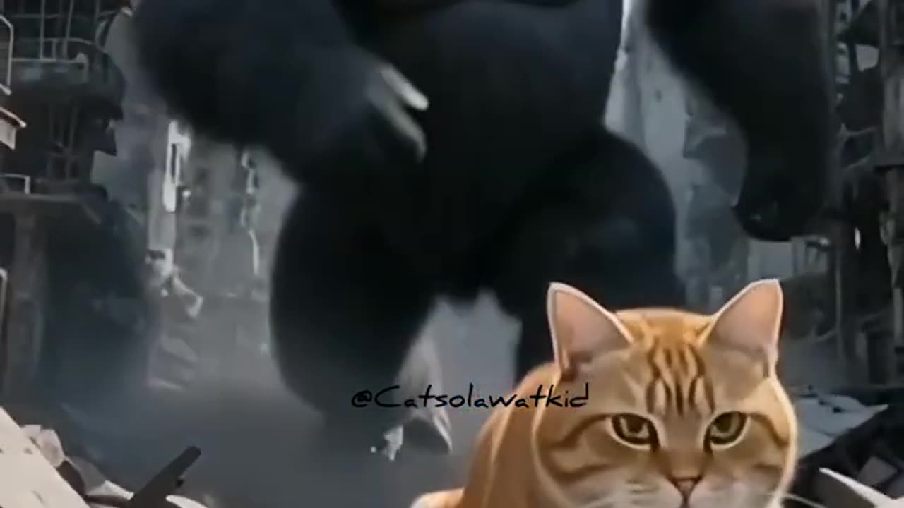 kucing Oren menyelamatkan bayi dari kingkong raksasa #cat #shortvideo #Ai