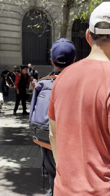 Street Performers Dancing and Drumming in Santiago, Chile