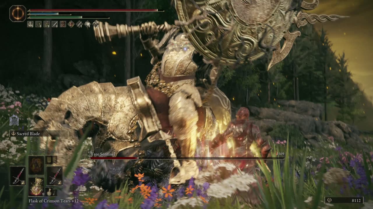 بيلد سيف فارس النار مع مهارة النصل المقدس Dual Fire Knight Shortsword with Sacred Blade