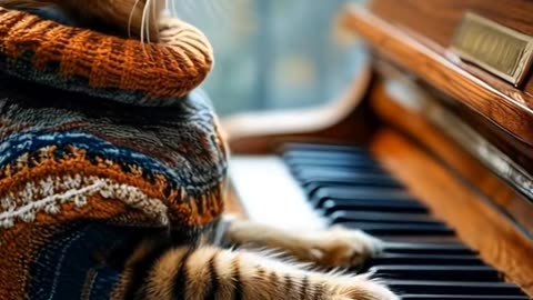 #ia #gato #cat #piano #pianista #edit #classico #animaisnotiktok