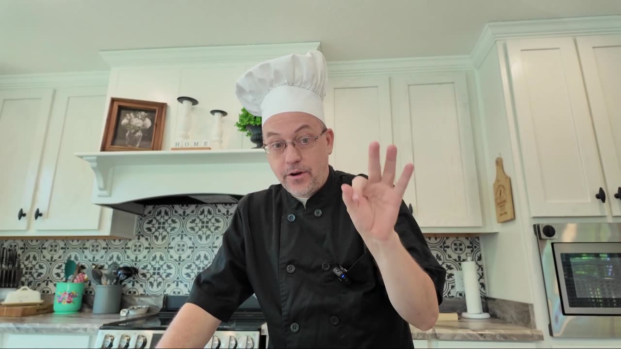 Executive Chef "Hubby" prepares Gourmet Mac N Cheese.