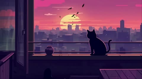 Sunset Lofi Chill with Cozy Cats 🐱 | Relaxing Beats for Calm & Sleep