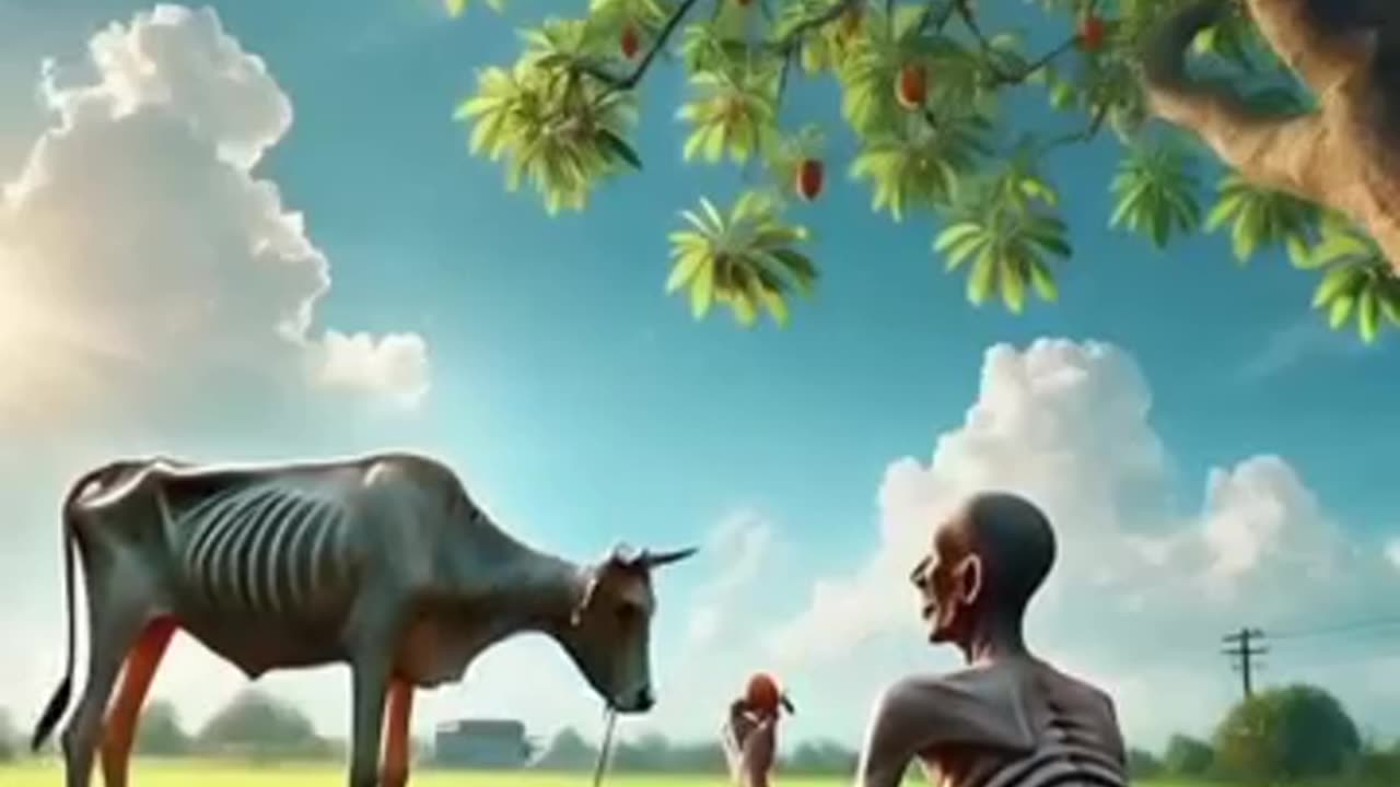Kind guy and his cow
