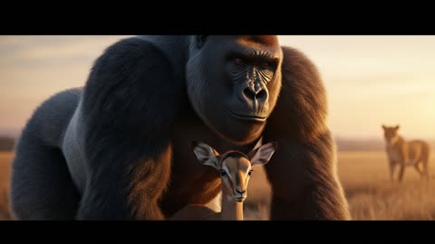 Gorilla Protects Antelope From Lions! Unbelievable Rescue