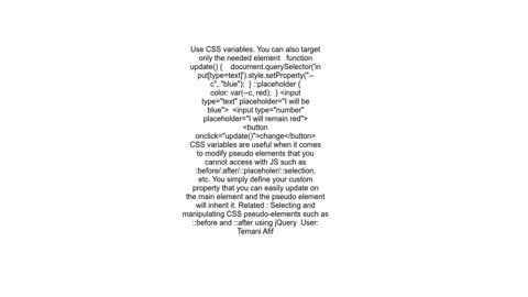 How to update placeholder color using Javascript