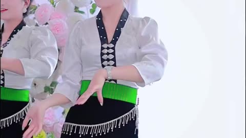 Black Thai girl's beautiful floral skirt and blouse