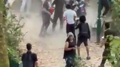Arab and Black youths beat each other with iron bars in a massive violent brawl