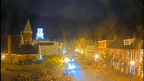 Jazz Ambience in the Little Town with approaching storm, heavy rain and light traffic