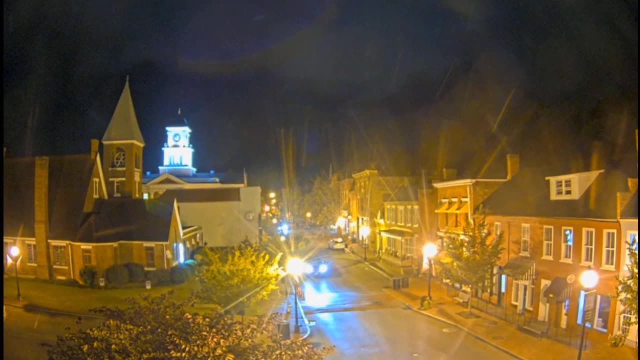 Jazz Ambience in the Little Town with approaching storm, heavy rain and light traffic