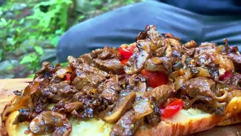 Cooking Steak Sandwich🥩 in the Nature 🍀