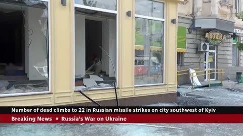 At least 22 dead in Russian missile strike in central Ukraine