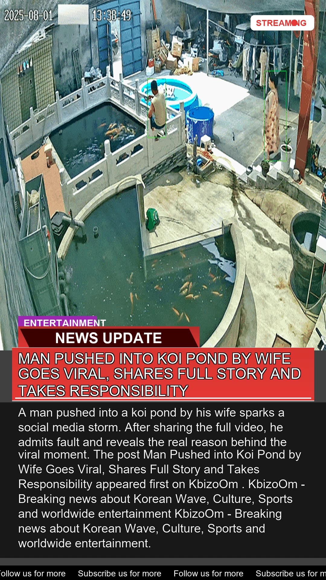 Man Pushed Into Koi Pond by Wife Goes Viral Share