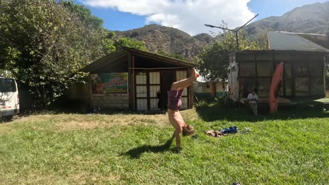 Handstanding after white water rafting