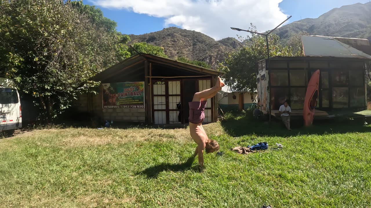 Handstanding after white water rafting