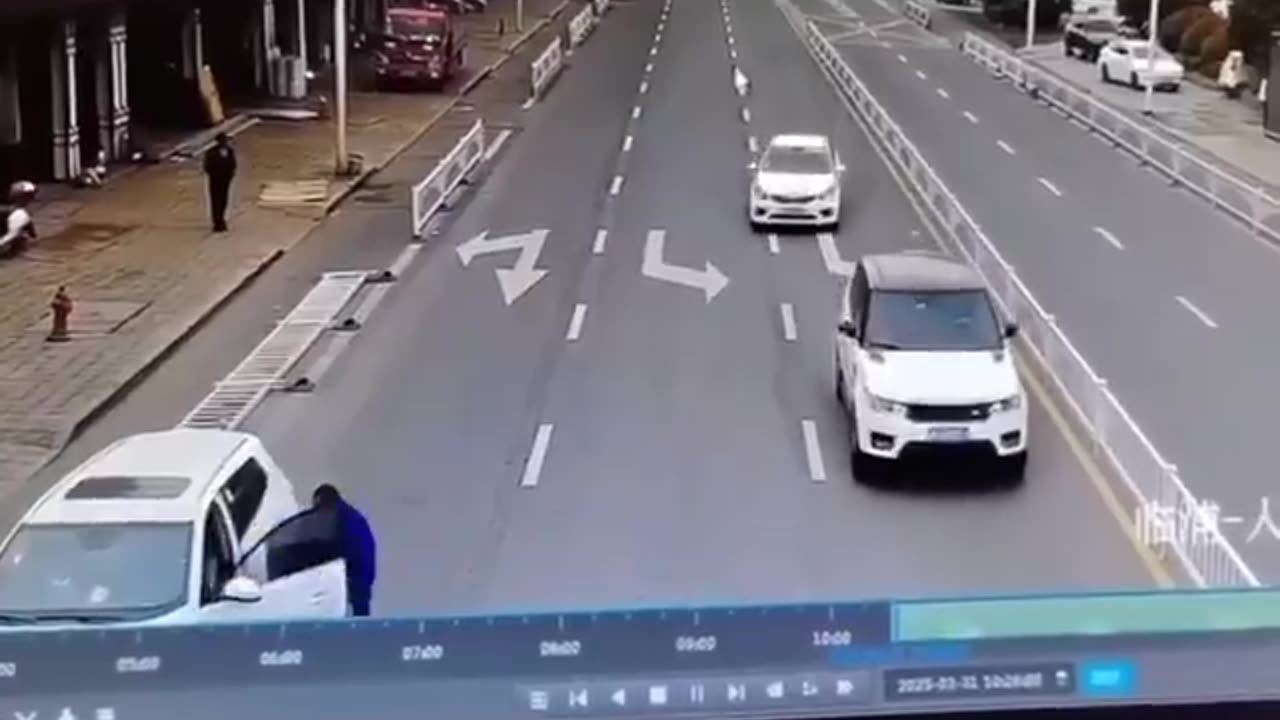 In #China, a camera captured a dog behind the wheel causing a car accident.