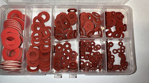 QTEATAK 8 Size M2 M2.5 M3 M4 M5 M6 M8 Red Steel Paper Fiber Flat Washers Washer Kit Box 280Pcs