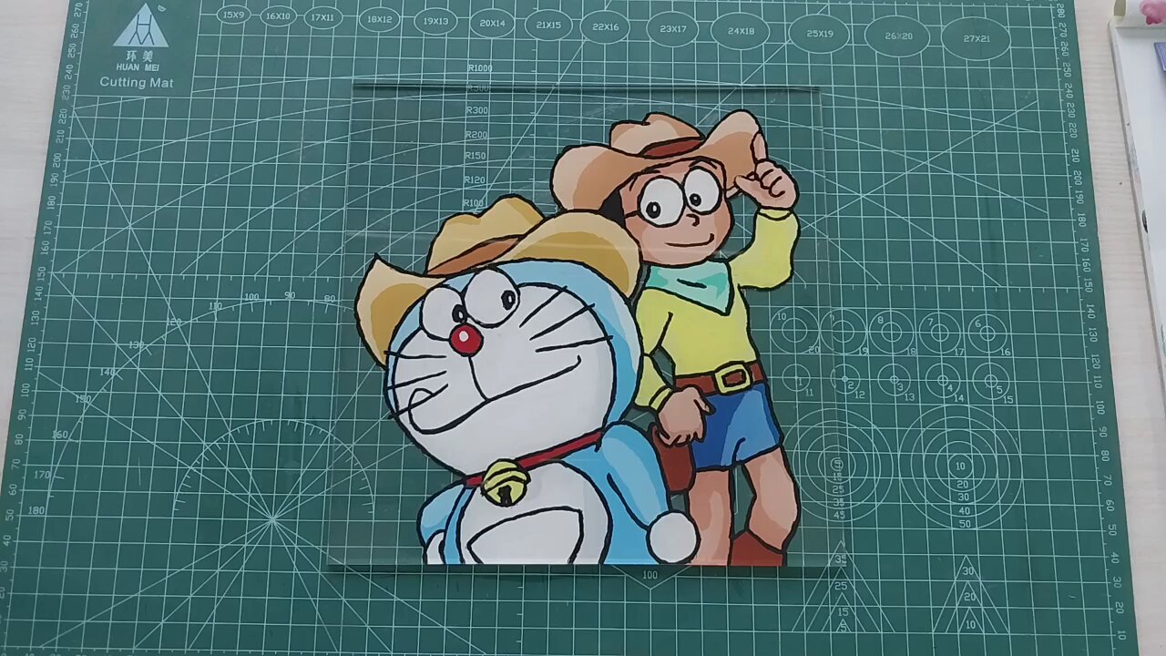 Square Doreamon glass painting